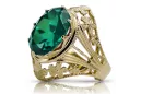Or jaune 8 carats Emerald Anneau Artisanat vintage vrc031x-em Art Deco Style Art Déco soviétique